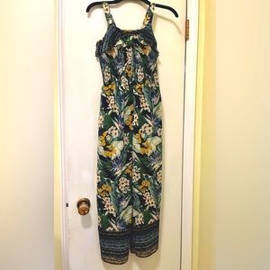 Truly Me Girls blue green Floral Pantsuit Romper Sleeveless Stretchy Size 12